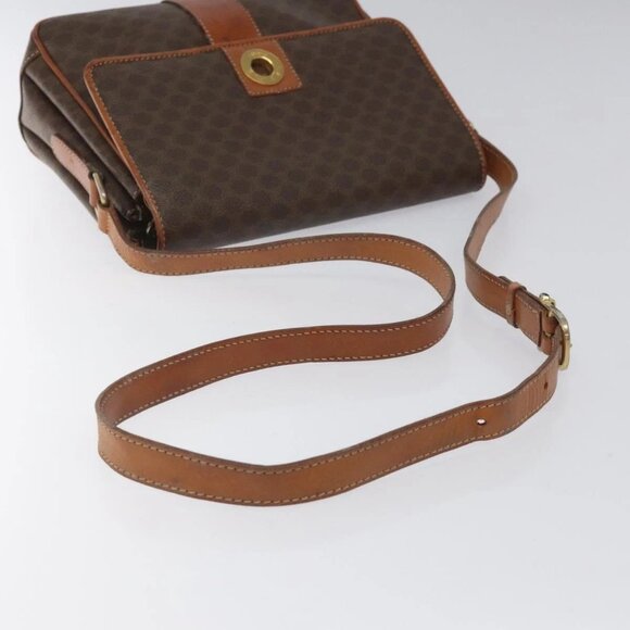 CELINE Macadam Canvas Shoulder Bag PVC Leather Brown Gold Auth BD960 - Picture 8 of 16